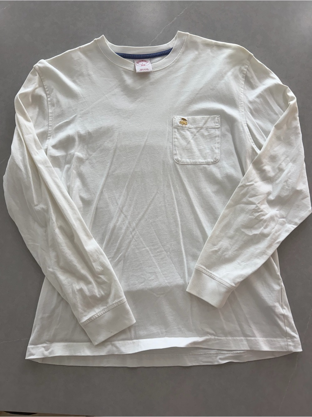 Brooks Brothers Classic White Long-Sleeve Pocket Tee
